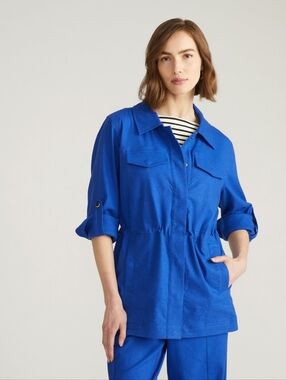 Universal Standard Vineyard Linen Utility Jacket - Ultramarine